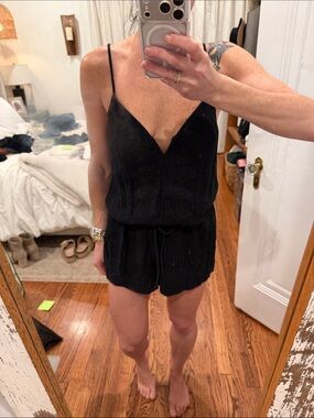 Black Sleeveless V-Neck Romper